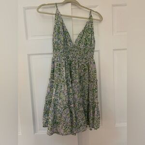 Lulu's Green and Purple Floral Mini Dress